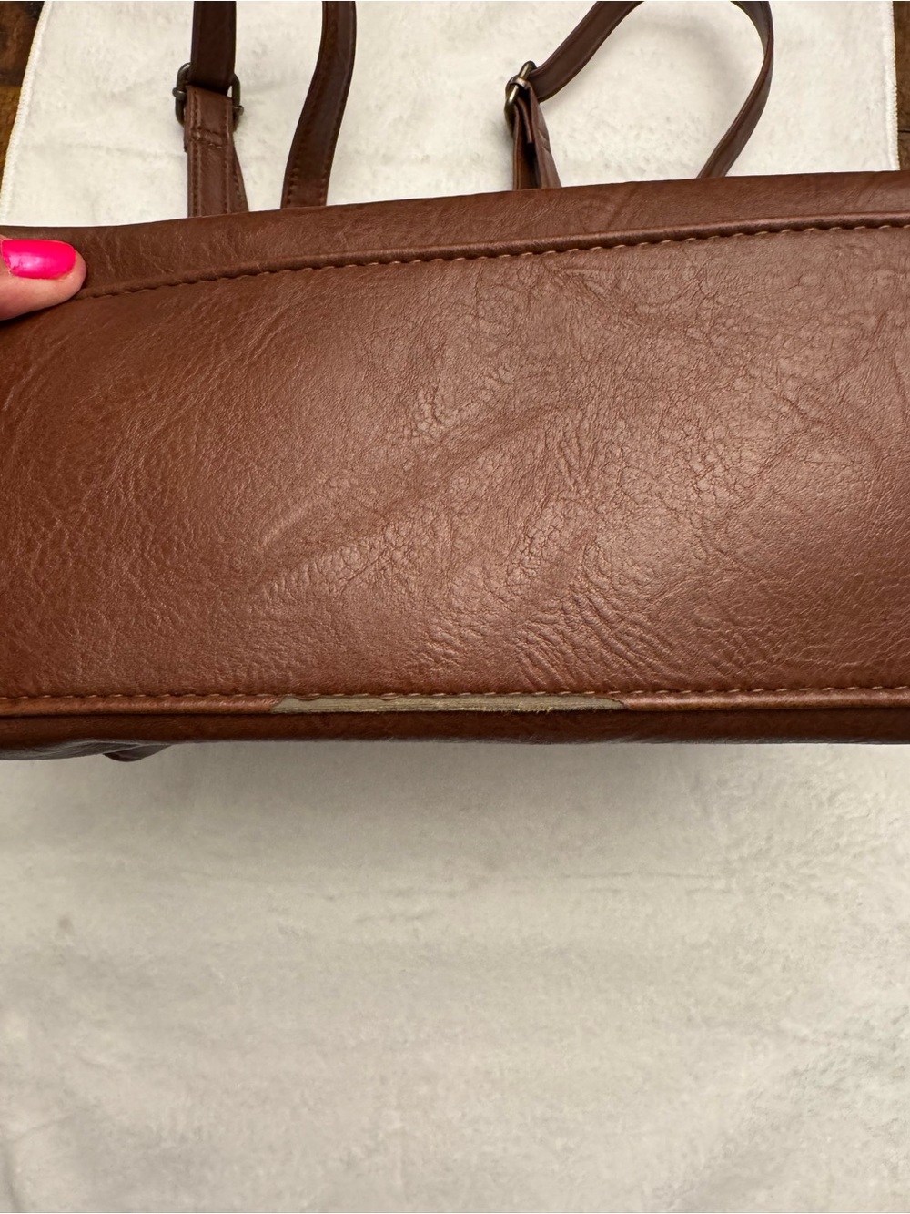 b.o.c. Two-Tone Tan and Dark Brown Faux-Leather Backpack - Picture 4 of 7